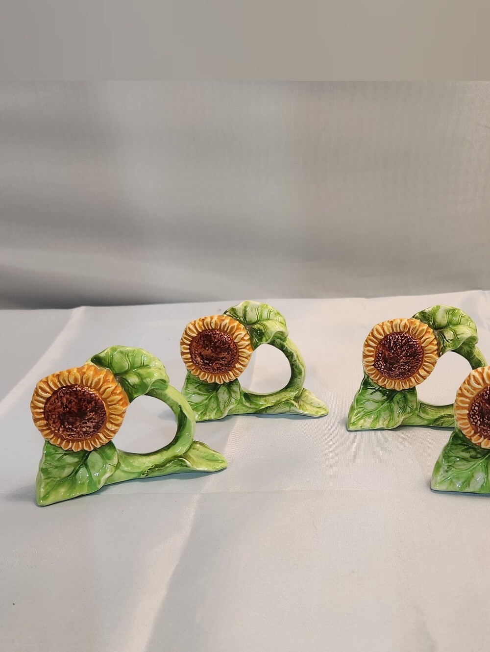 Sunflower Ceramic Napkin Rings - Set of 4